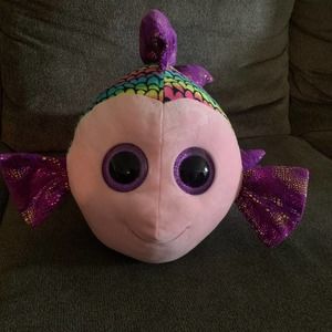 Ty Bean Boos Flippy the Fish Rainbow Sparkly Glitter Eyes (Large size - 20 in.)